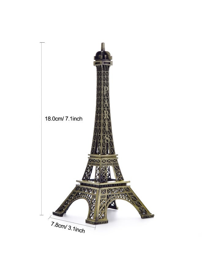 ESHATO Bronze Metal Eiffel Tower Statue, 7inch Decorative Figurine Replica Stand Holder for Cake Topper Table Decor Gift Party Home Decoration - Image 2